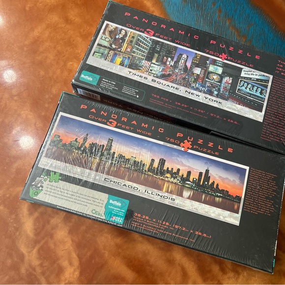 NWT Buffalo Games Panoramic Puzzles NY Times Square and Chicago Skyline - Picture 2 of 13